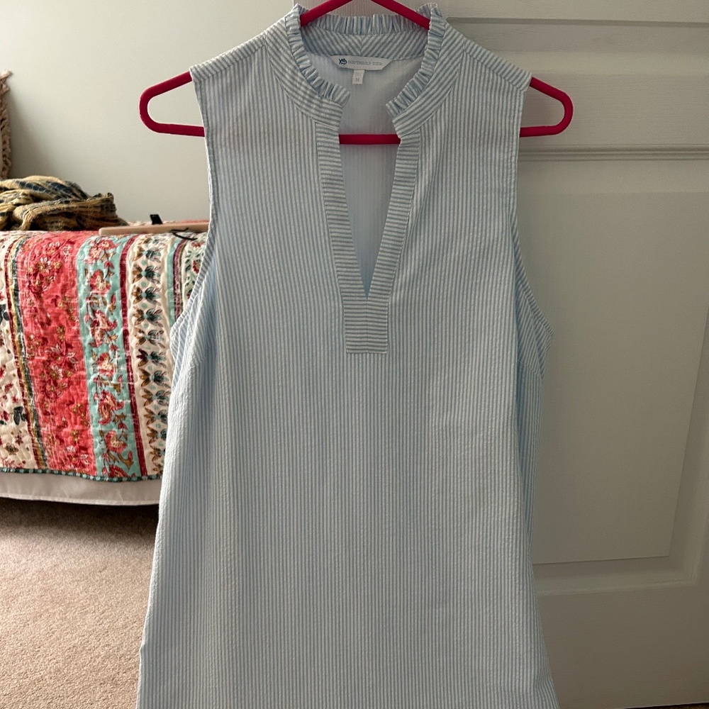 Southern Tide Sleeveless Seersucker Dress Medium